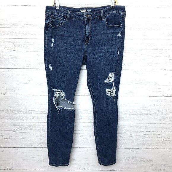 Old Navy Jeans Rockstar Super Skinny Mid Rise Distressed Stretch size 14 - Picture 1 of 8